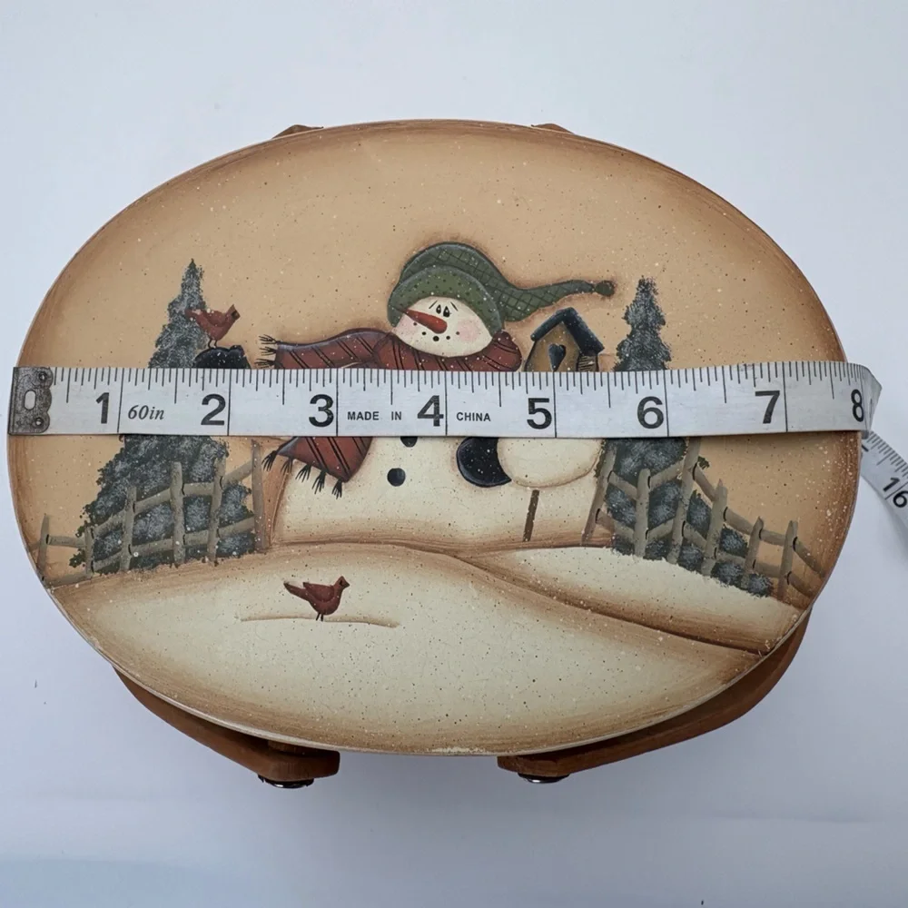 Vintage Snowman Decorative Woven Basket